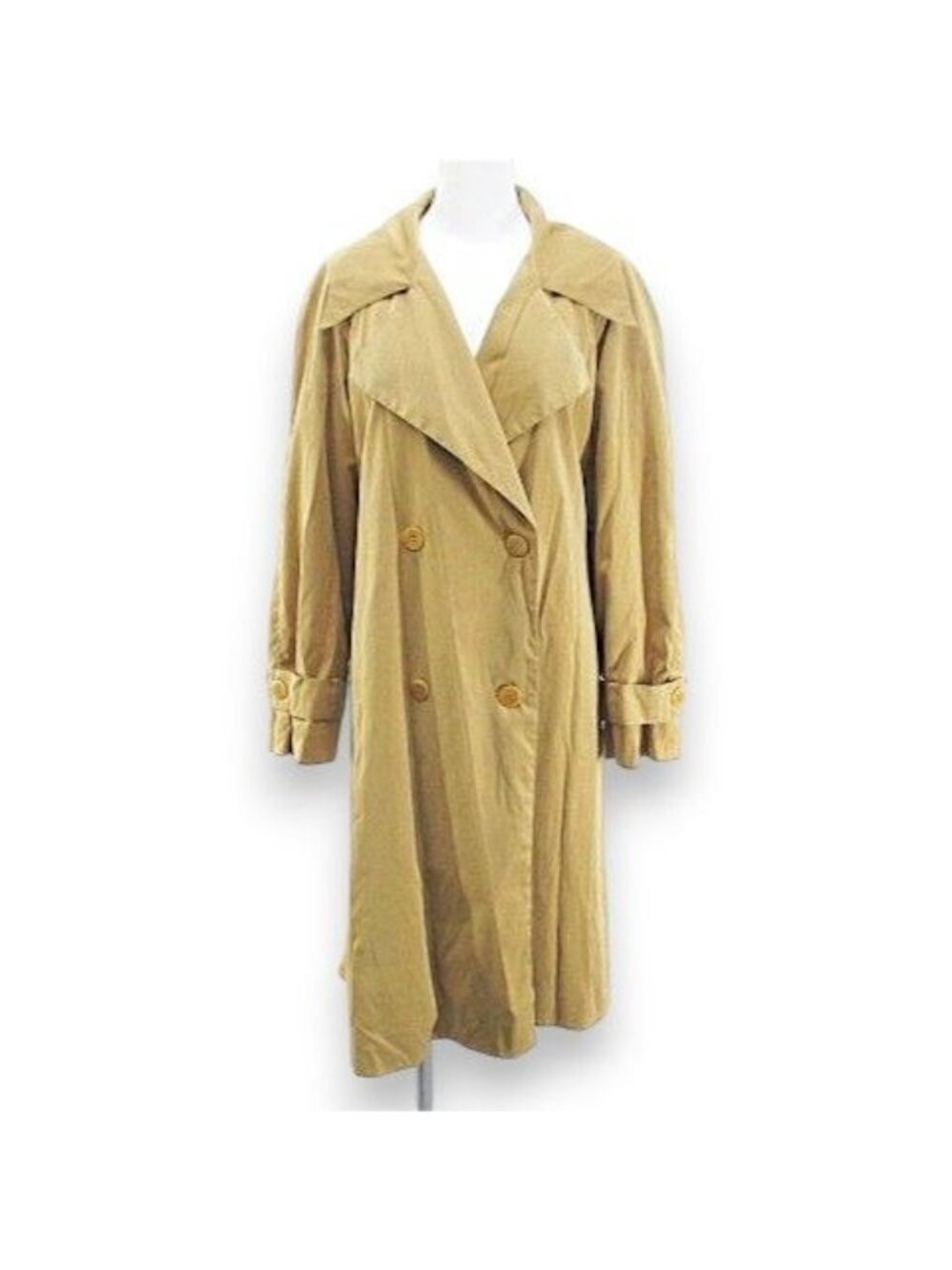 Celine Vintage Trench Coat Middle Length Brown Camel Ribbon Lining